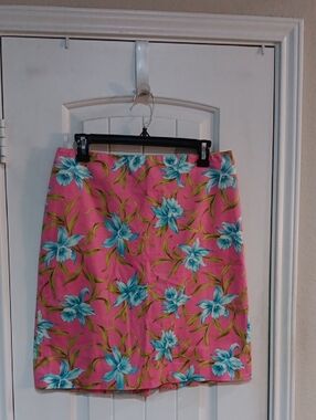 Vintage Jones New York Hawaiian Hibiscus Print Skirt Y2K Tropical
